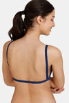 Zivame Beautiful Basics Double Layered Non Wired Full Coverage Backless Bra - Blue Depth — thumbnail 4